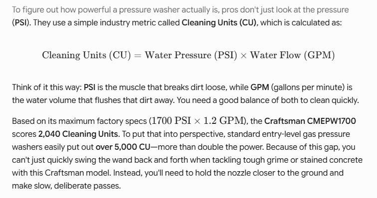 Craftsman 1700 PSI Pressure Washer Review for Car Washing 2 Craftsman CMEPW1700 Pressure Testing Graph