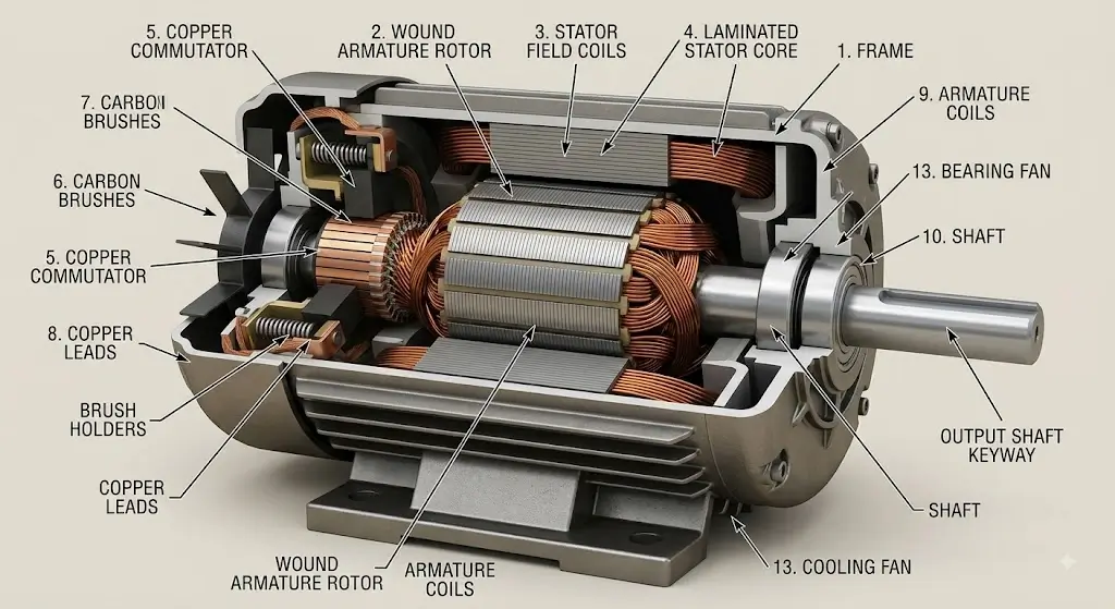 Universal Motor vs Induction Motor: Which Is Best for Pressure Washers? 2 Universal Motor Cutaway Diagram