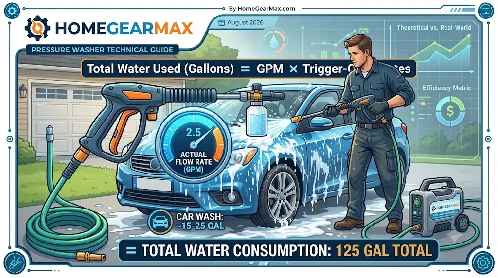 Washing a car with a low-GPM pressure washer and spray gun