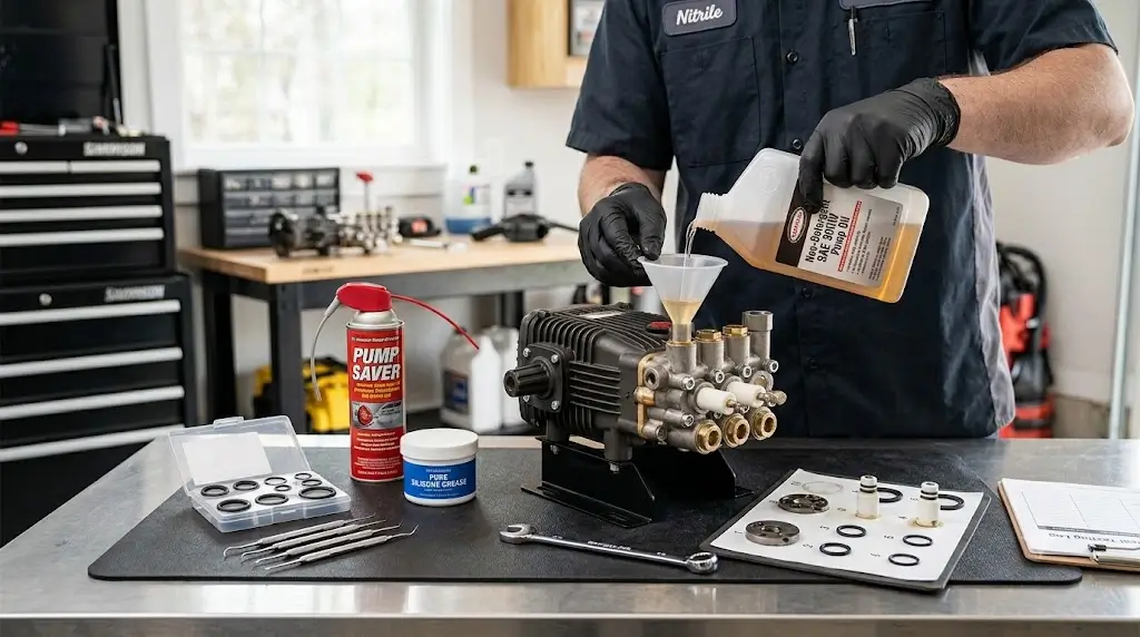 Pressure Washer Maintenance: Complete Expert Guide 2 High-pressure triplex plunger pump inspection and maintenance