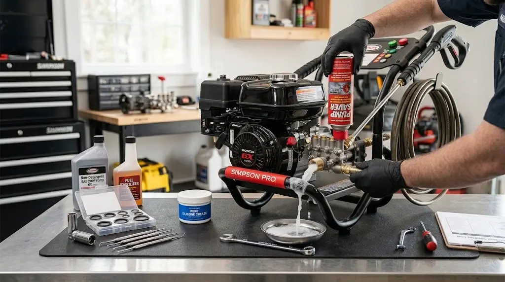Pressure Washer Maintenance: Complete Expert Guide 4 Pressure washer hose connection and pump winterization process