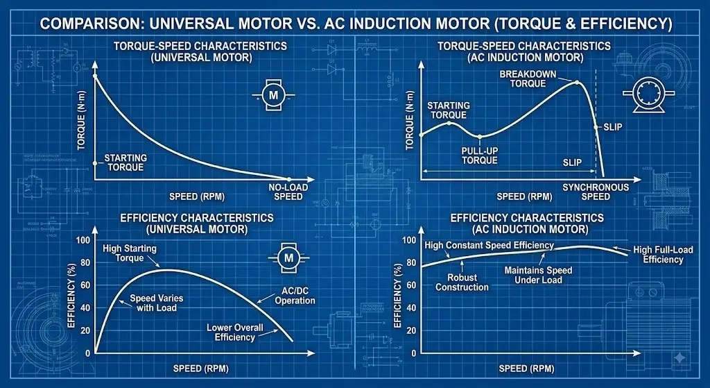 Universal Motor vs Induction Motor: Which Is Best for Pressure Washers? 4 Torque-Speed Characteristic Comparison
